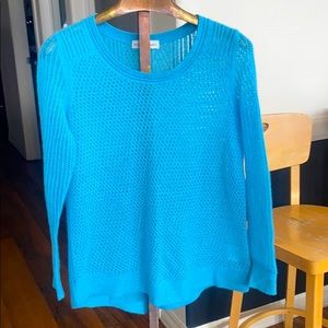 Cashmere Pointelle turquoise sweater White +Warren